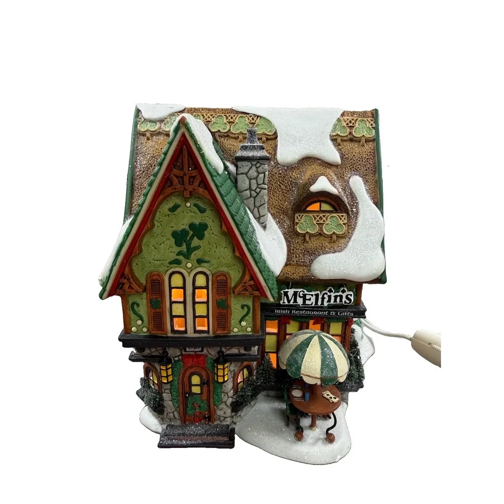 Dept 56 North Pole McElfin's Irish Restaurant & Gifts Christmas Lighted Village